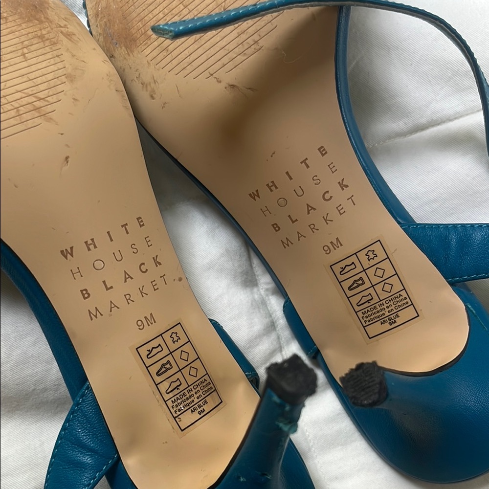 White House Black Market Blue Strappy Heels - Picture 5 of 7